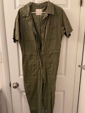 Altar'd State Olive Green Short-Sleeve Utility Jumpsuit